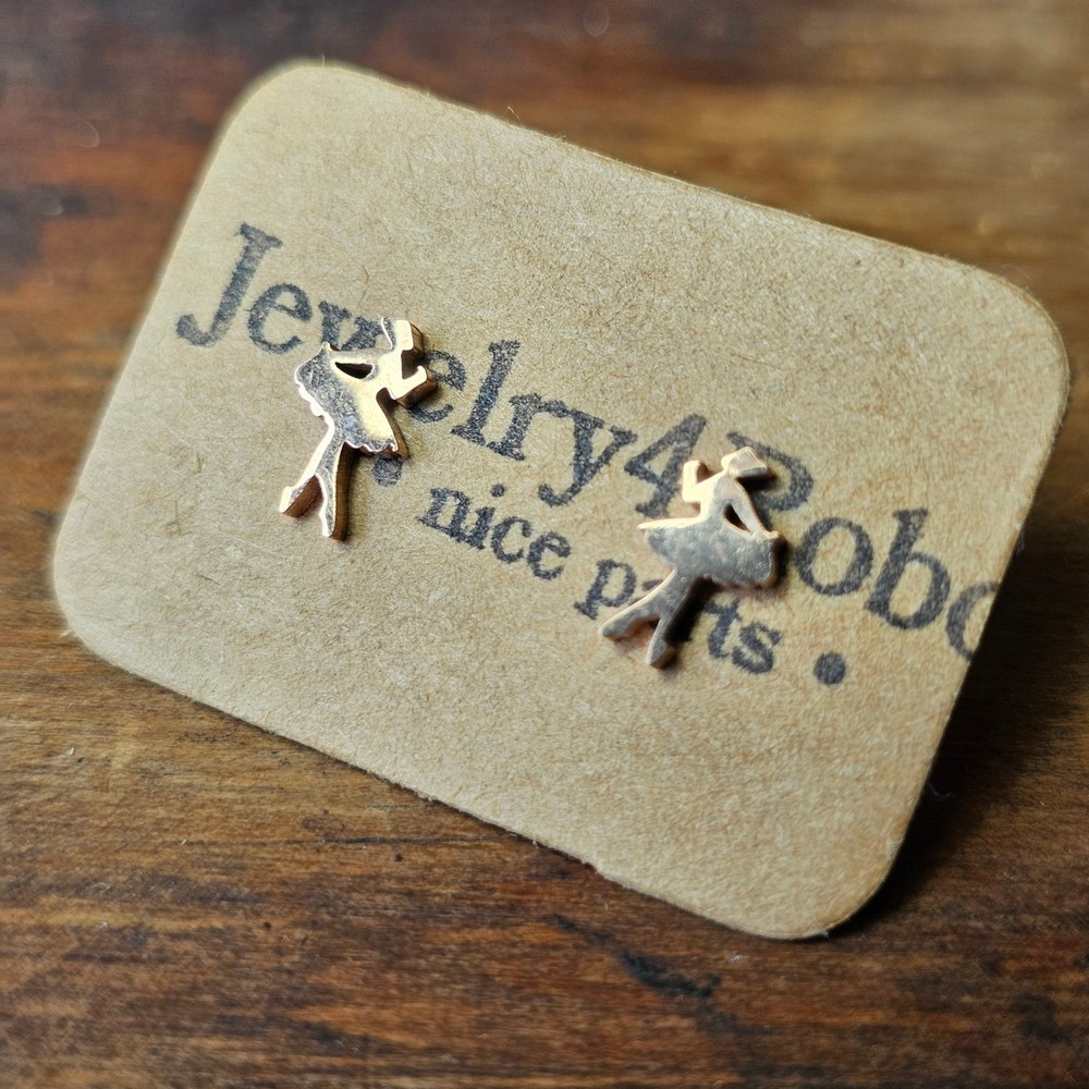Rose Gold Ballerina Silhouette Stud Earrings Women OS Stainless Steel Minimalist